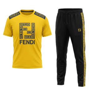 Fendi Style Premium Dry-Fit T-Shirt & Trouser Sports Tracksuit Set For Men